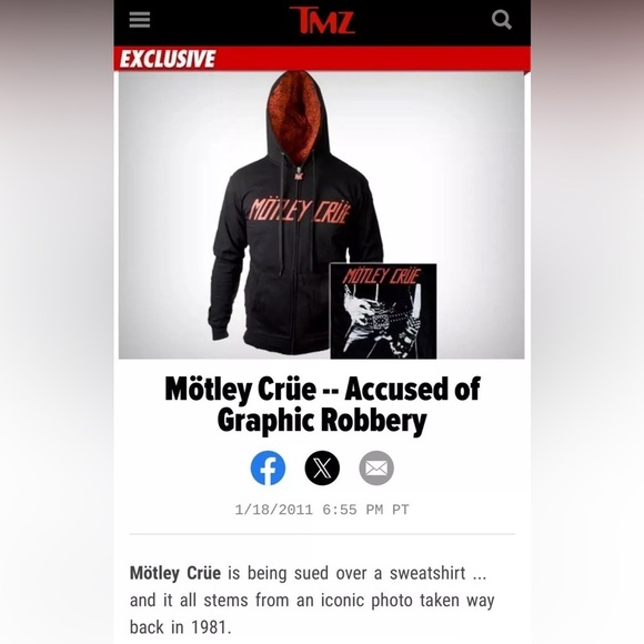 2010 Motley Crue Too Fast For Love hoodie X-SMALL RARE PULLED Concert Tour NEW - Picture 5 of 5